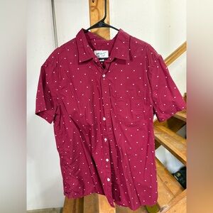American Eagle Outfitters Maroon Dot Casual Shirt